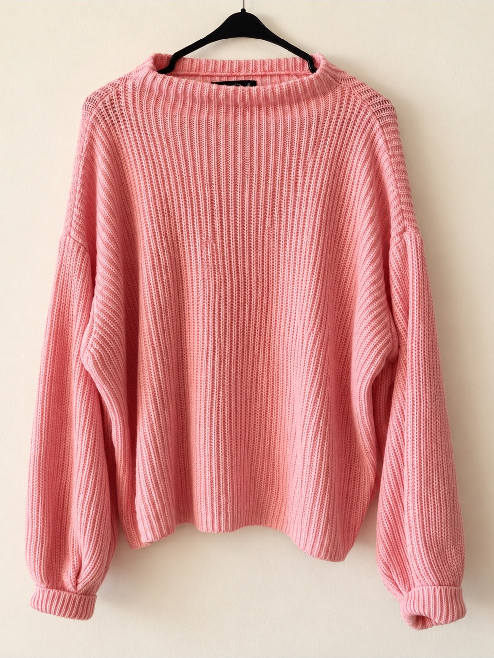 Pink Chunky Ribbed Knit Sweater One Size